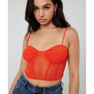 Orange/ red mesh bustier top
